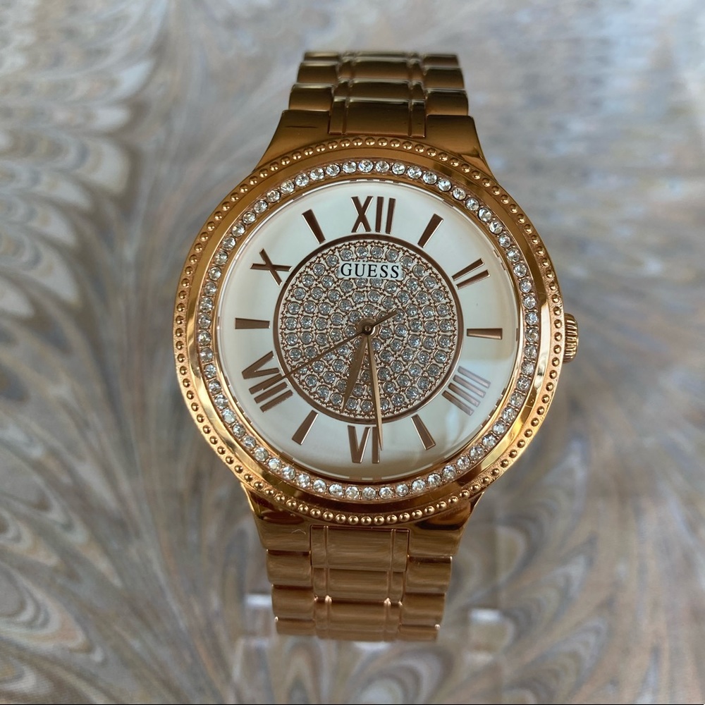 GUESS- Ladies Watch- Rose Gold w/ Crystals- NWOT